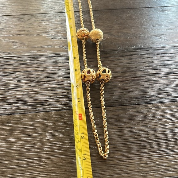 GIVENCHY Necklace Gold Ribbon Chained Gripoix Large Glass Balled Design - Picture 12 of 13